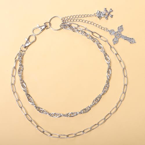 Vivian&CD Jean Chain Belt for Men&Women, Pocket Chain Goth Punk Chain Belt Chain Layered Chunky Pants Chain and Vintage Hip Hop Wallet Chain Jewelry Accessory for Women Men4