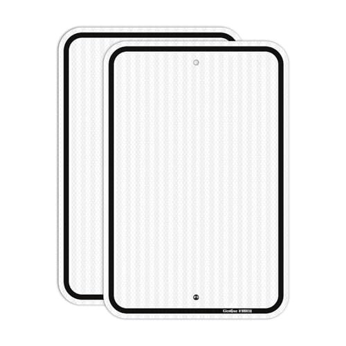 GicnKeuz Blank Metal Sign, 18 x 12 Inches White Blank Engineer Grade Reflective Aluminum Sign - Rust Free, Fade Resistant for Outdoor Use, Yard, Garage Sale, Open House, Birthday Decoration (2 Pack, Pre-Drilled Holes)