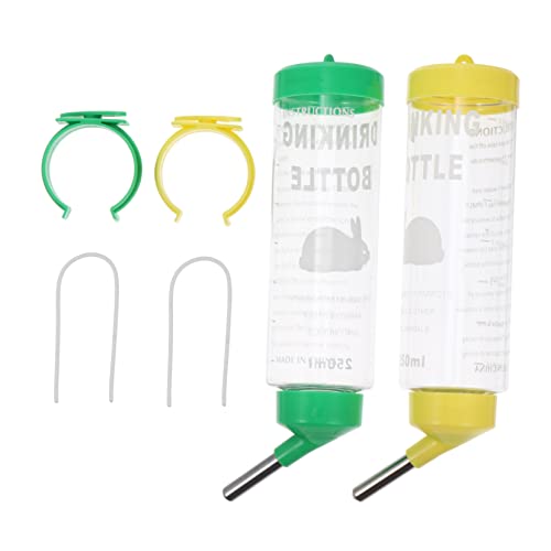 Toyvian 2pcs Automatic Pet Water Bottle for Rabbits and Chinchillas Flow Leak Design Durable Easy to Hang for Animal Cages
