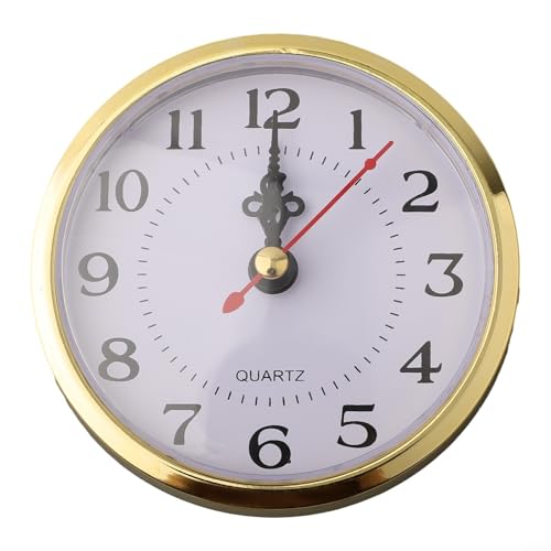 Reloj de pared clásico de cuarzo con borde dorado con números grandes para una fácil lectura para cocina, sala de estar, baño, hotel, bar, decoración de oficina (90 mm)