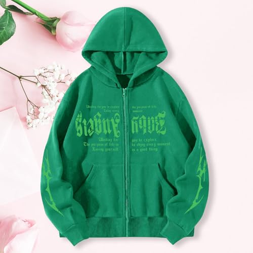 Letter Printed Hoodies for Mens Winter Warm Loose Streetwear Trendy Zip Up Fleece Long Sleeve Y2K Jacket with Pocket2