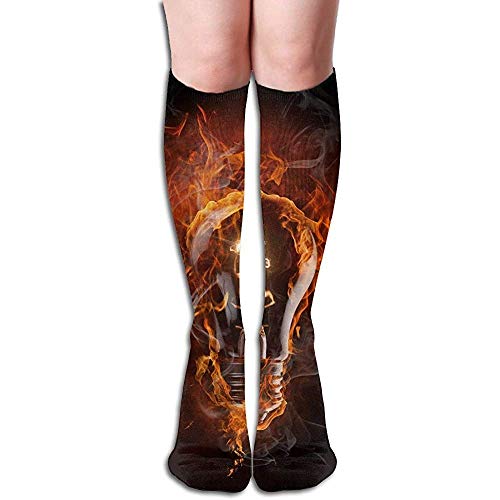 Preisvergleich Produktbild Joy Edward Glühbirne Flamme In Schwarzer Hintergrund Damenmode Kniestrümpfe Lässige Socken