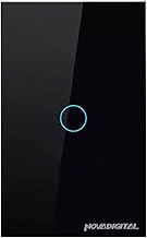 Interruptor Inteligente Wi-Fi Nova Digital 1 Botão Touch LITE-WS1 Smart Home Google Home Alexa Automação Residencial Preto