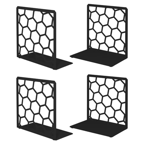 Geomod Geometric Honeycomb Black Metal Bookends