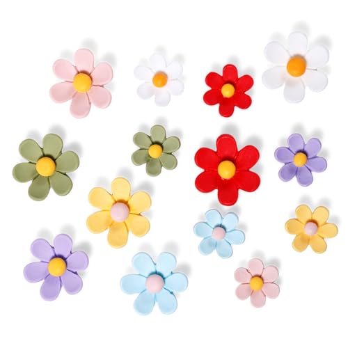 14pcs Cute Flower Fridge Magnets, 2 Sizes 3D Colorful Daisy Refrigerator Magnets Floral Magnetic Decorative Magnets for Whiteboard Locker Car Kitchen Office Decorations(7 Big, 7 Small)