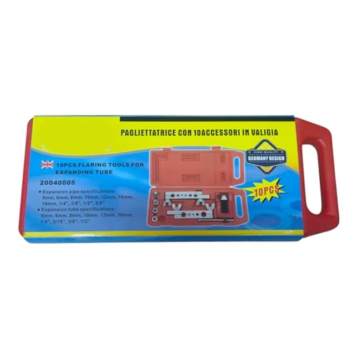 Terryshop74 Rohrschaufel-Set, 10-teilig, mit Koffer – Werkzeug zum Flaring und Verlängern von Rohren 5 – 19 mm für Hydraulikanlagen, Kühlung, Klimaanlage