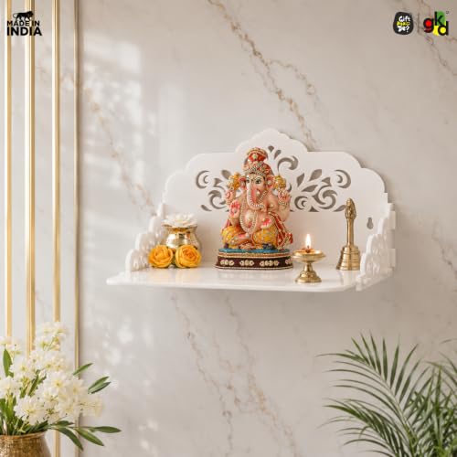Image of Gift Kya De Acrylic Pooja Mandir for Home Wall | Small Temple for Office & Room | Indian Acrylic Temple for Table or Shelf | Compact DIY Mandir | 12x9x6 Inch | Classic Design