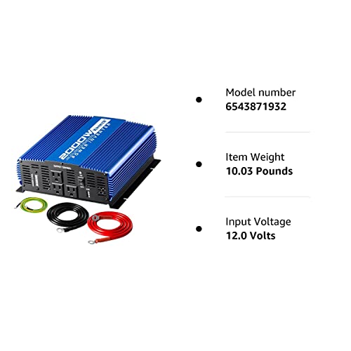 Kinverch 2000W Continuous/ 4000W Peak Power Inverter 3 Ac Outlets 12V To 110V Car Converter With Usb Port #TOP7