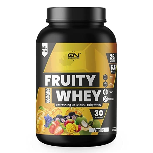 Fruity Whey Protein Isolate, 26g Protein, 5.5 BCAAs, 6g Glutamine, 15g EAA | Muscle-Building Whey Protein Supplement, Refreshing Whey for Men & Women [Vanilla, 1kg]