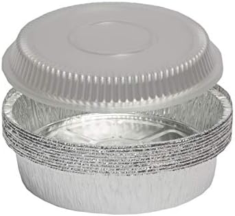 eHomeA2Z Aluminum Foil Pans with Clear Plastic Lids For Baking, Cooking, Storage, Reheating, Take out. 10 Pans With 10 Lids(10, 9 inch)