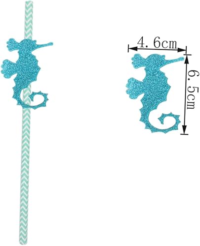 Miniatura 4 de Mobestech 12 pajitas de papel para decoración de sirena, pajitas de sirena para decoración de tartas, pajitas decorativas para decoración del mar,