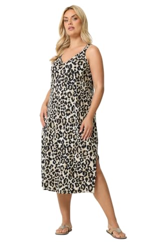 Image of Yours Curve Natural Leopard Print Swing Dress - Women's - Plus Size Curve