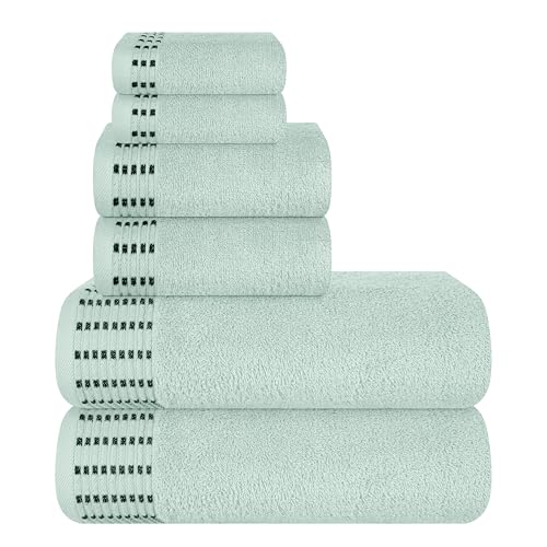 BELIZZI HOME Ultra Soft 6 Pack Cotton Towel Set, Contains 2 Bath Towels 28x55 inch, 2 Hand Towels 16x24 inch & 2 Wash Cloths 12x12 inch, Ideal Everyday use, Compact & Lightweight - Sea Green