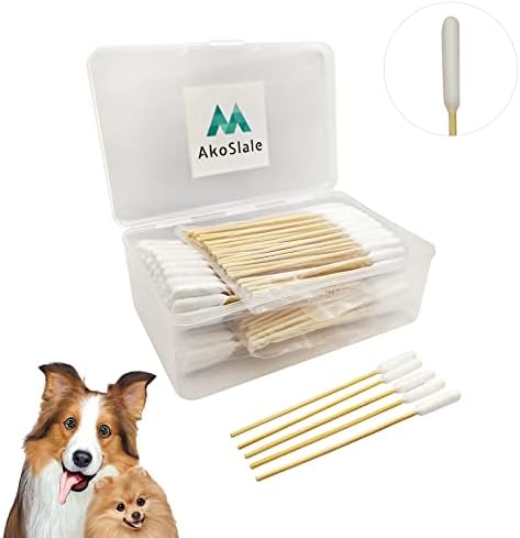 AkoSlale 200Pcs-4.7 Inch Long Qtips,Dog Qtips,Dog Ear Wax Cleaner,Long Cotton Swab, Clean Wound, Clean Nose, Ear Cleaning Supply for Puppies and Pets