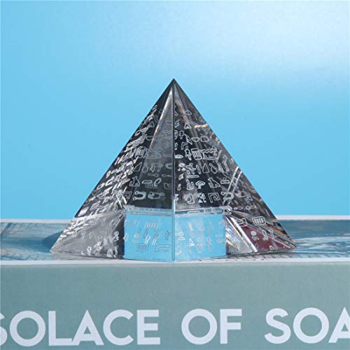 Waltz&F 60Mm Crystal Pyramid Figurine Collectible,Glass Pyramid Paperweight With Egyptian Silver Character #TOP4