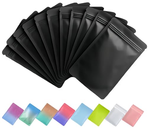 Plaphy Lot de 100 Sachets Zip Hermétiques Refermables, Pochettes Mylar Opaques avec Intérieur en Aluminium, Pochons Zippés Plastiques pour Emballage et Stockage des...