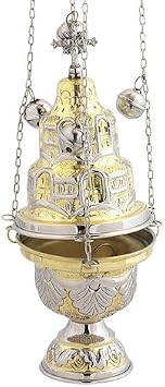 Two Colored Brass Christian Church Thurible Incense Burner Censer 9392 GN