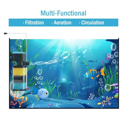 FUMAK Aquarium Filters – 3-Stage Aquarium Filter in-Tank Filter Internal Filter Fish Tank Filter Turtle Filter for 40-70 Gallon Fish Tanks with Dual Water Outlet and Aeration