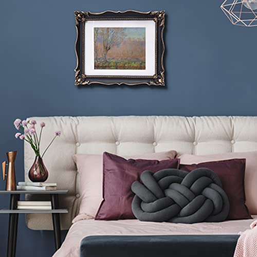 Image of Saysmile 11x14 Vintage Picture Frame with Embossed Flower Design, Black Ornate Frame for 11x14 or 8x10 Pictures with White Mat, Home Decor (Black, 8x10)