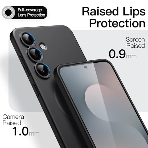 Image of JETech Magnetic Slim Cover Case for Samsung Galaxy S25 FE, Compatible with MagSafe, Camera Lens Full Protection, Ultra-Thin Lightweight Matte Finish Minimalist Phone Cover (Black)