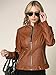 Lock and Love LL WJC747 Womens Dressy Vegan Leather Biker Jacket L Camel