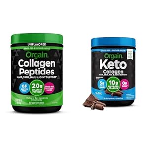Orgain Hydrolyzed Collagen Peptides Powder, 20g Grass Fed Collagen – Hair, Skin, Nail & Keto Collagen Protein Powder, Chocolate – 10g Grass Fed Hydrolyzed Collagen Peptides Type 1