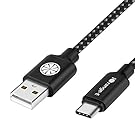 USB C, welldiea 6Ft Type C Cable Braided with Stepped Connector USB Type C Cable for Pixel, LG G5, OnePlus 2, Nexus 5X, Nexus 6P, Apple MacBook 12 inch, Lumia 950, Nokia N1 Tablet and More, Black