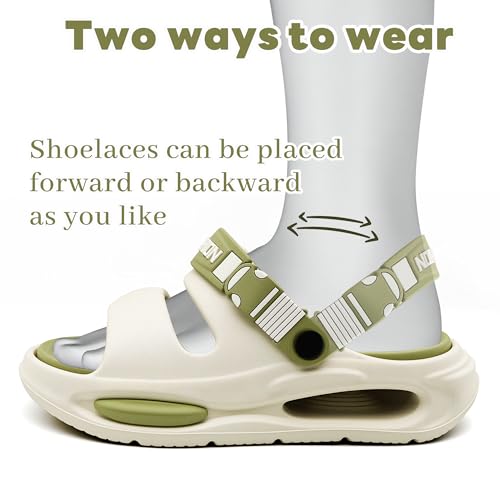 Image of Men's Slide Sandals Indoor and Outdoor, Casual Platform Slide Sandals for Men Spring Summer, Lightweight Comfortable Cushioned Open Toe Men's Slippers Shoes Green 9.5