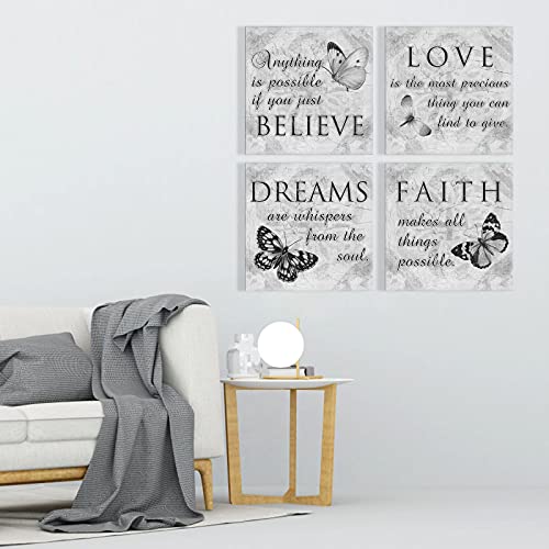Butterfly Inspirational Canvas Wall Art Motivational Quotes Picture For Home Bathroom Decorative Grey Modern Artwork Faith Love Dream Believe Poster Decor #TOP5