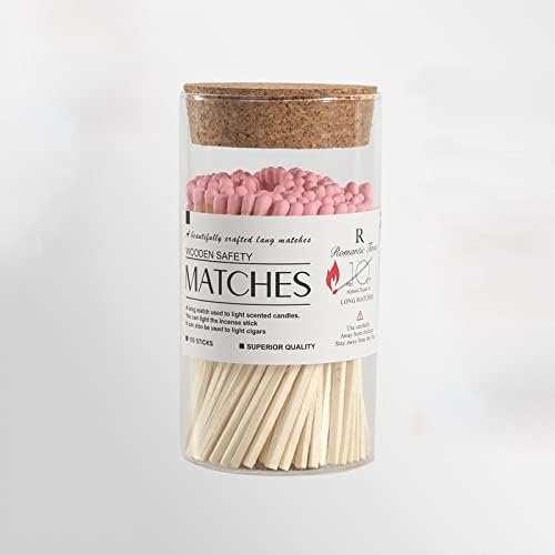 LUYAO 150pcs Romantic Long Matches Scented Candles Bottle Art Colorful Tip Cigar Lighter Aromatherapy Match Tools Smell Proof Matches (Pink)