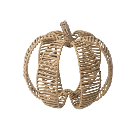 MotiveTech Zucca Artificiale in Rattan, Finta Zucca Ornamentale per Tavolo, Interni Ed Esterni, 25cmx24cm