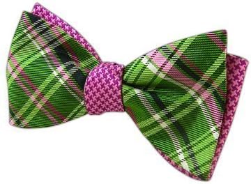 The Tie Bar Plaiditude Tooth 100% Woven Silk Bow Tie