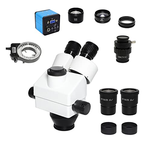 Microscope 3.5X 7X 45X 90X Simul-Focal Trinocular Zoom Stereo Microscope Head +2.0X 0.5X Objective Lens W10X Eyepiece 38MP/VGA Video Camera(VGA add CTV 0.5)