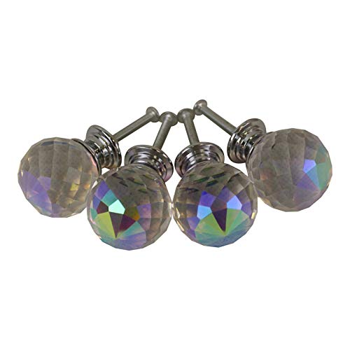 Image of EliteKoopers 3cm Set of 4 Crystal Effect Doorknobs For Home Drawer, Door Uses