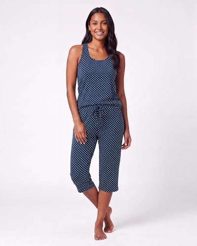 Image of Real Essentials 2 Pack: Women's Tank Top & Capri Pajama Set - Super-Soft Sleeveless Summer Loungewear (Plus Size Available)
