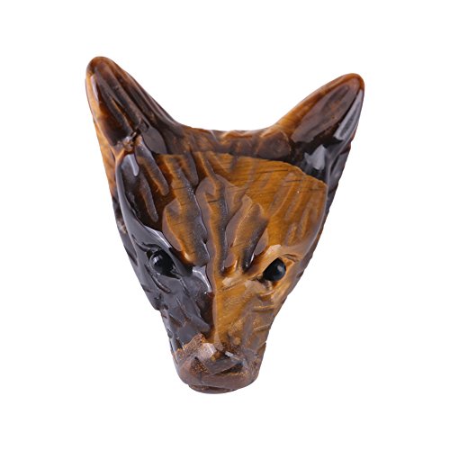 Akozon Wolf Kopf Statue Anhänger 1 stück Wolf Kopf Geformt Anhänger Natürliche Tigerauge Stein Charme Kleine Verzierungen 4 cm Schmuck Halskette Cover