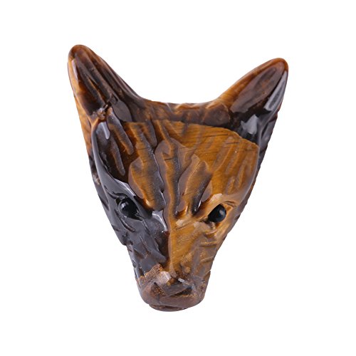 Wolf Head Statue Pendant - Natural Tigers Eye Stone Carved Pendants,Small Adornment,Fashion Style is Suitable for Various Occasions