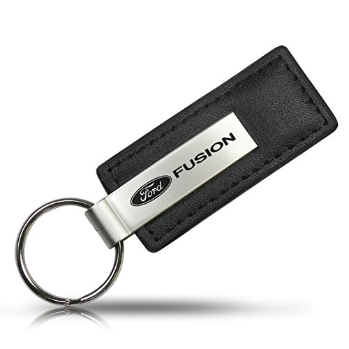 AU-TOMOTIVE GOLD Rectangular Leather Key Chain for Ford Fusion (Black)