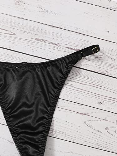Verdusa Women's 3Pack Satin Underwear Briefs Low Rise Panty Set Multicolored G L #TOP3
