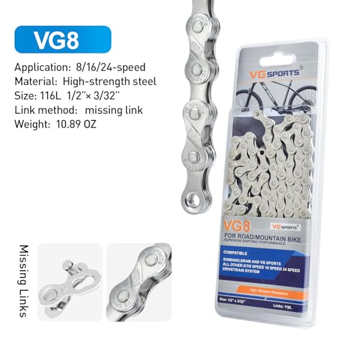 VG Sports 8 Speed MTB Groupset Bike Chain 11-42T Cassette 1x8 Speed Rear Derailleur& Shifter (8S 11-42T Set)
