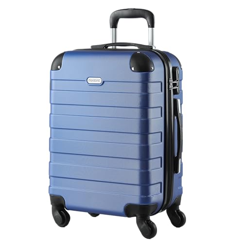 Monzana® Koffer Essential Größe L Reisekoffer 82 Liter Volumen Hartschale Gel-Griffe 4 Rollen Kantenschutz Hardcase Schloss Füße Trolley Rollkoffer Blau