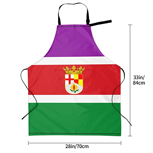 Qizyoqa Bandera Y Escudo De Andalucía Oriental (Pao) Apron For Men Women Adjustable Chef Aprons Waterproof With Pockets Bib Kitchen Cooking Aprons #TOP3