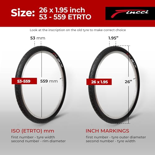 Fincci Pair 26 inch Bike Tires - Foldable Slick 26 x 1.95 Bike Tires for Mountain Bike MTB Road Hybrid Bicycle 50-559, 30 TPI - Pack of 2 Tires Leno - Thumbnail 2