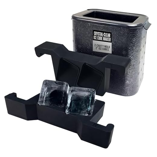 Better Kitchen Products Crystal-Clear Square Ice Cube Maker, 2-Cavity Mold, Large Ice Cube Trays, Jumbo 2 Inch Ice Cube Squares