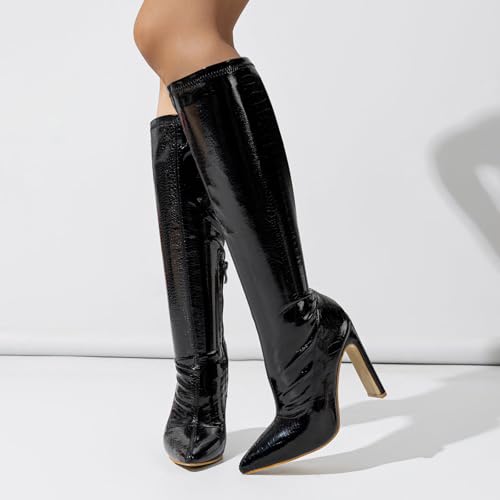 Bottes Hauteur Genou en Cuir Extensible pour Mollets Larges sans Douleur - 2