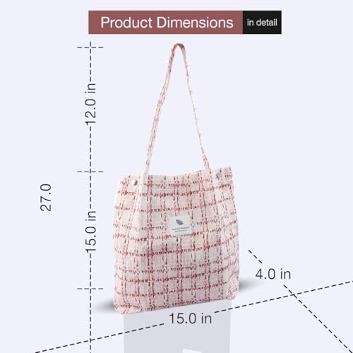 Image of Lyrovo Women Corduroy Shoulder Tote Bag for Work Beach Travel and Shopping Grocery