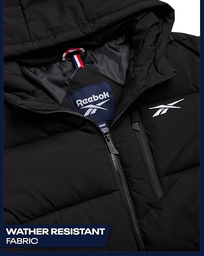 Reebok Mens Jacket - Weather Resistant Winter Jackets for Men Quilted Warm Coat Puffer Jacket with Hood and Pockets4