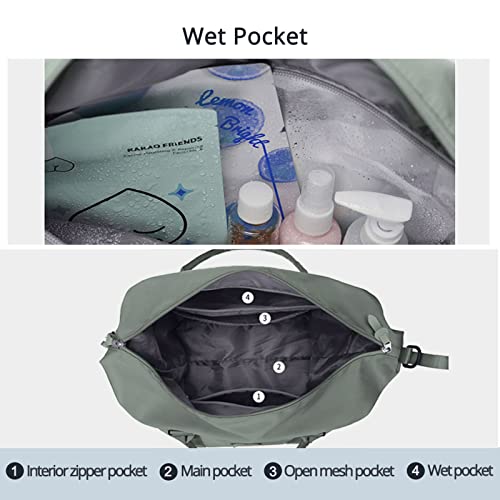 Travel Gym Bag For Women, Lanbx Tote Bag Carry On Luggage Sport Duffle Weekender Overnight Bags With Wet Pocket (Olive Green) #TOP2