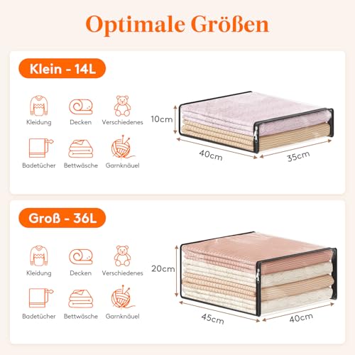 Lifewit 3er Transparente Kleideraufbewahrungsbeutel, Plastik Aufbewahrungsbeutel mit Reißverschluss, Faltbare Kleideraufbewahrungsbeutel,36L Umzugsbeutel, Aufbewahrungsbehälter für Bettlaken, Kleidung