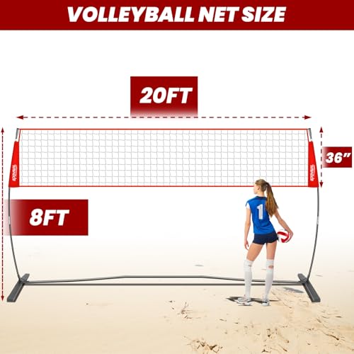 image for SPOYNAL 12FT/20FT Portable Volleyball Net System for Backyard - Adjust